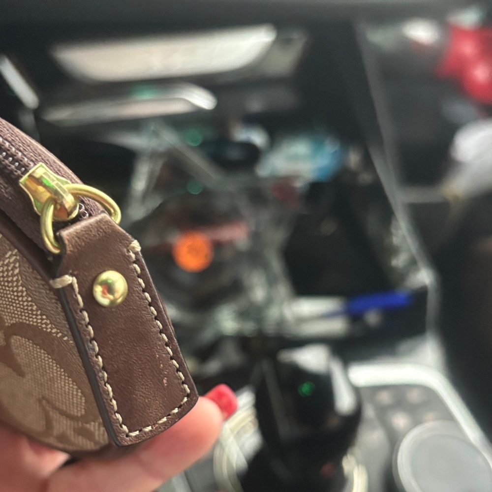 Coach Brown and Cream Signature Round Coin Pouch - Picture 3 of 3